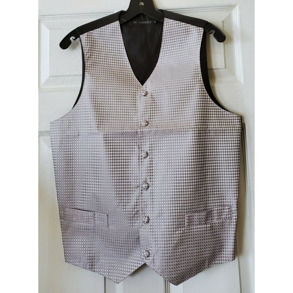 ST. PATRICK SILVER BLACK MENS DRESS VEST NWOT